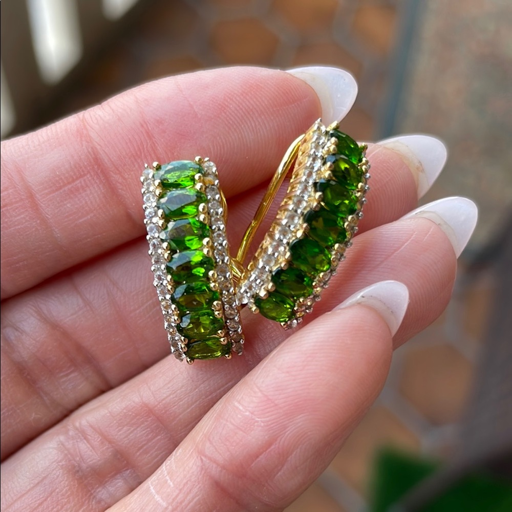 NWOT Green Peridot  925. Gold Plated  Earrings